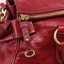 Miu Miu Hand Bag Vitellolux 2way Red Gold Auth 209342M-18