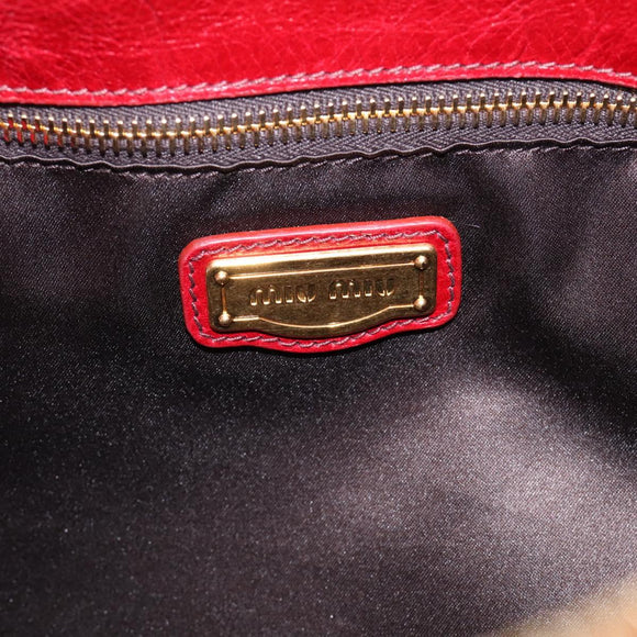 Miu Miu Hand Bag Vitellolux 2way Red Gold Auth 209342M