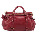Miu Miu Hand Bag Vitellolux 2way Red Gold Auth 209342M-2