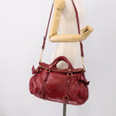 Miu Miu Hand Bag Vitellolux 2way Red Gold Auth 209342M-26