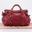 Miu Miu Hand Bag Vitellolux 2way Red Gold Auth 209342M-12