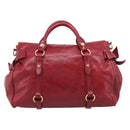 Miu Miu Hand Bag Vitellolux 2way Red Gold Auth 209342M-3