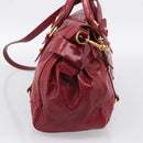 Miu Miu Hand Bag Vitellolux 2way Red Gold Auth 209342M-4