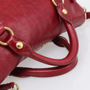 Miu Miu Hand Bag Vitellolux 2way Red Gold Auth 209342M-7