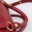 Miu Miu Hand Bag Vitellolux 2way Red Gold Auth 209342M-8