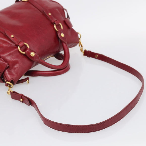 Miu Miu Hand Bag Vitellolux 2way Red Gold Auth 209342M