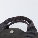 HERMES Her Line MM Hand Bag Canvas Gray Silver Auth 209346A-8