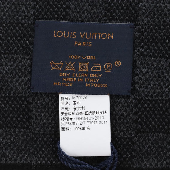 LOUIS VUITTON Eschar Petit Scarf Wool Black LV Auth 209349M