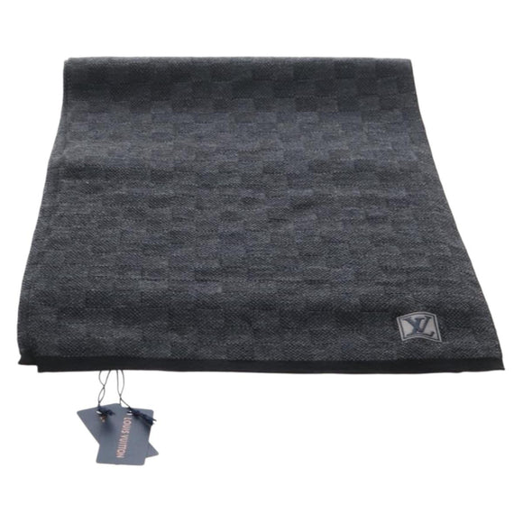 LOUIS VUITTON Eschar Petit Scarf Wool Black LV Auth 209349M
