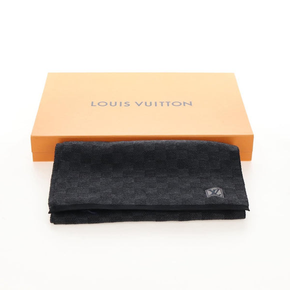 LOUIS VUITTON Eschar Petit Scarf Wool Black LV Auth 209349M