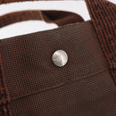 HERMES Her Line MM Hand Bag Canvas Brown Silver Auth 209350-14