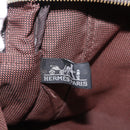 HERMES Her Line MM Hand Bag Canvas Brown Silver Auth 209350-16