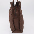 HERMES Her Line MM Hand Bag Canvas Brown Silver Auth 209350-4