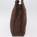 HERMES Her Line MM Hand Bag Canvas Brown Silver Auth 209350-5