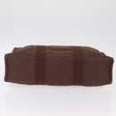 HERMES Her Line MM Hand Bag Canvas Brown Silver Auth 209350-9