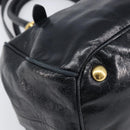 Miu Miu Hand Bag Leather 2way Black Gold Tone Auth 209363V-16