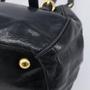 Miu Miu Hand Bag Leather 2way Black Gold Tone Auth 209363V-17