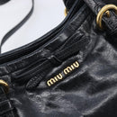 Miu Miu Hand Bag Leather 2way Black Gold Tone Auth 209363V-19