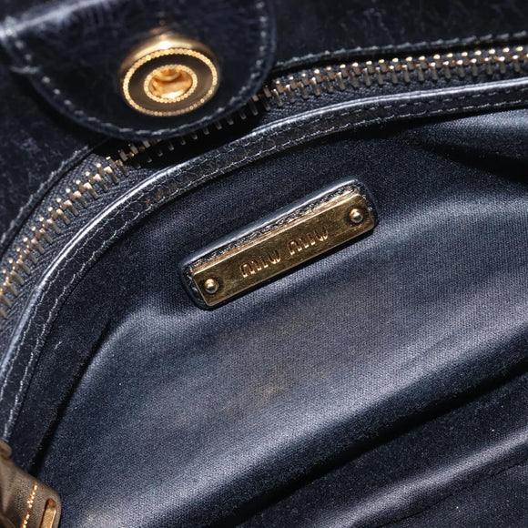 Miu Miu Hand Bag Leather 2way Black Gold Tone Auth 209363V