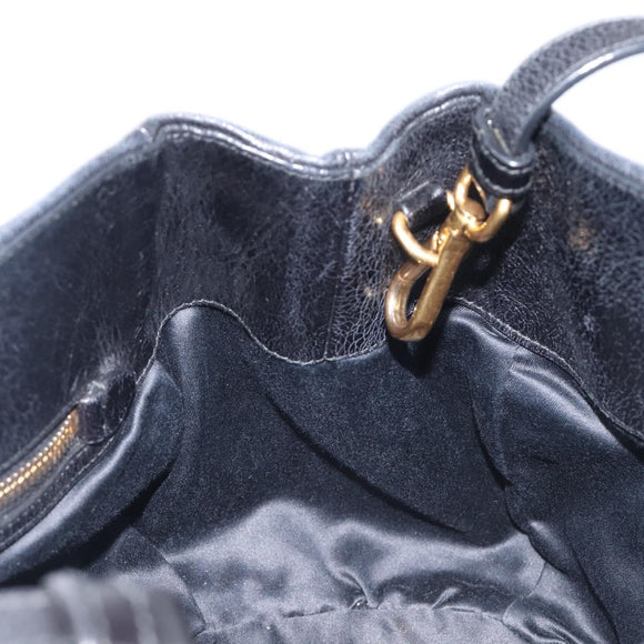 Miu Miu Hand Bag Leather 2way Black Gold Tone Auth 209363V