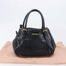 Miu Miu Hand Bag Leather 2way Black Gold Tone Auth 209363V-12