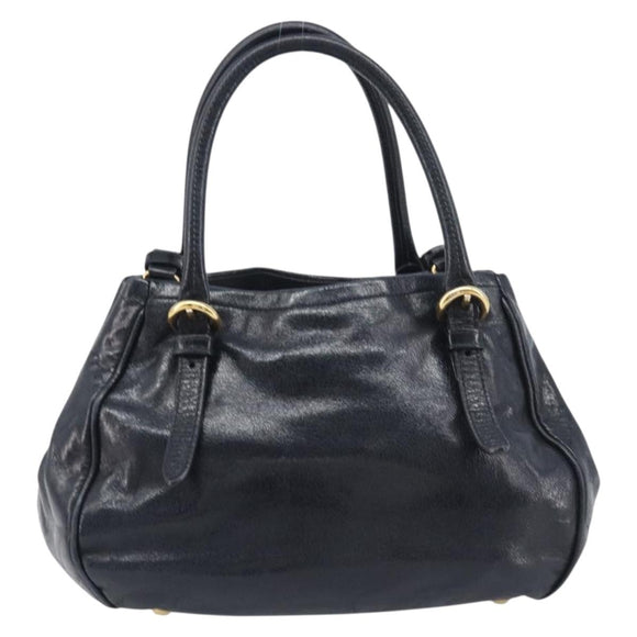 Miu Miu Hand Bag Leather 2way Black Gold Tone Auth 209363V