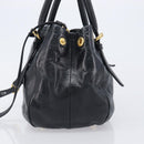 Miu Miu Hand Bag Leather 2way Black Gold Tone Auth 209363V-3