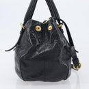Miu Miu Hand Bag Leather 2way Black Gold Tone Auth 209363V-4