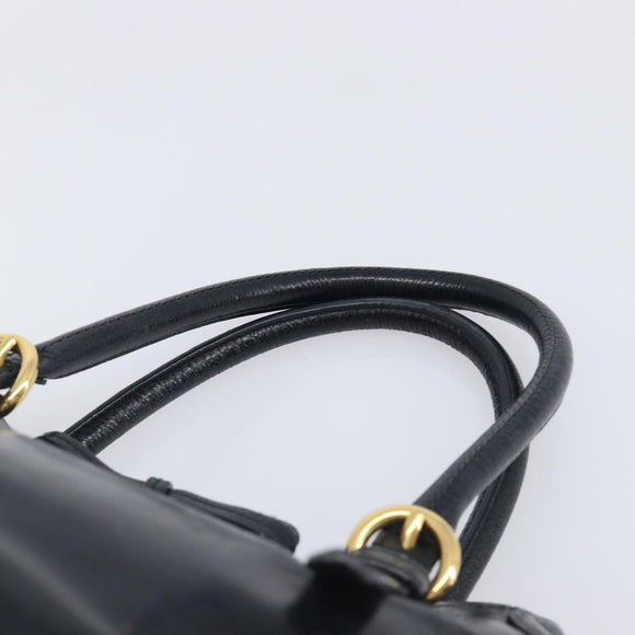 Miu Miu Hand Bag Leather 2way Black Gold Tone Auth 209363V