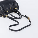 Miu Miu Hand Bag Leather 2way Black Gold Tone Auth 209363V-8