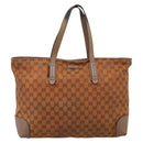 GUCCI GG Canvas Tote Bag Orange Gold Tone 308928 Auth 209372-2