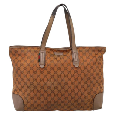GUCCI GG Canvas Tote Bag Orange Gold Tone 308928 Auth 209372 - 0