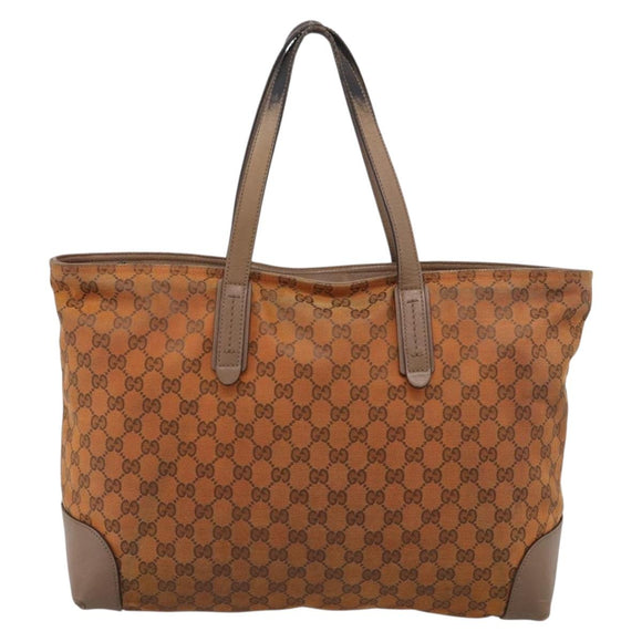 GUCCI GG Canvas Tote Bag Orange Gold Tone 308928 Auth 209372