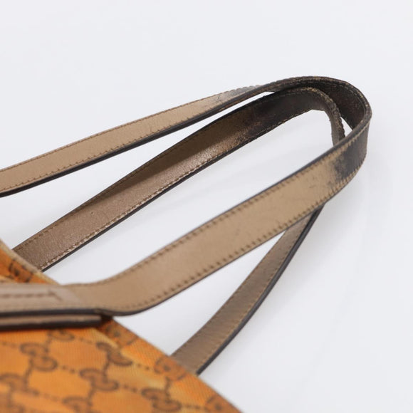 GUCCI GG Canvas Tote Bag Orange Gold Tone 308928 Auth 209372