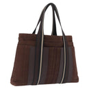 HERMES Trocha Horizontal Tote Bag Canvas Brown Silver Auth 209374-1