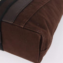 HERMES Trocha Horizontal Tote Bag Canvas Brown Silver Auth 209374-13