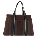 HERMES Trocha Horizontal Tote Bag Canvas Brown Silver Auth 209374-2