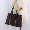 HERMES Trocha Horizontal Tote Bag Canvas Brown Silver Auth 209374-23