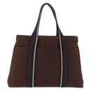 HERMES Trocha Horizontal Tote Bag Canvas Brown Silver Auth 209374-3