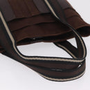 HERMES Trocha Horizontal Tote Bag Canvas Brown Silver Auth 209374-8