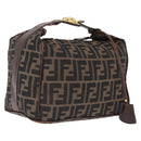 FENDI Zucca Canvas Vanity Hand Bag Brown Gold Tone Auth 209377-1