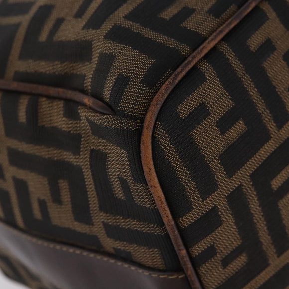 FENDI Zucca Canvas Vanity Hand Bag Brown Gold Tone Auth 209377