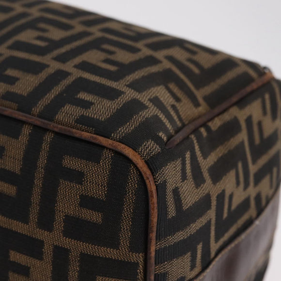 FENDI Zucca Canvas Vanity Hand Bag Brown Gold Tone Auth 209377