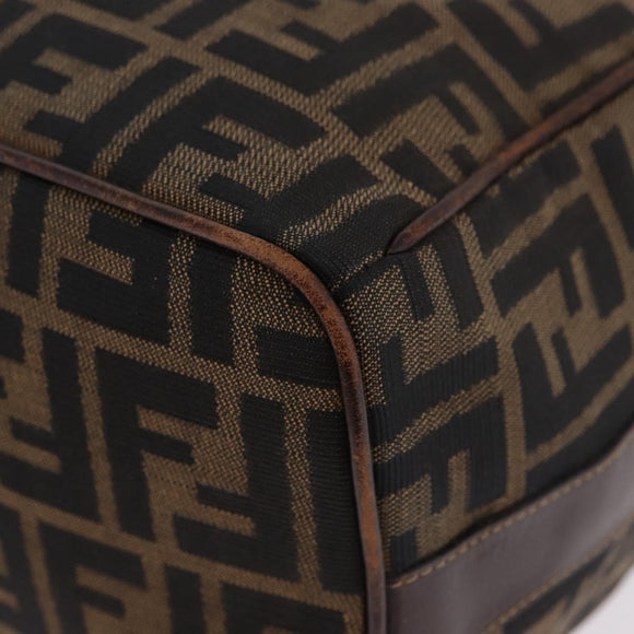 FENDI Zucca Canvas Vanity Hand Bag Brown Gold Tone Auth 209377