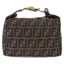 FENDI Zucca Canvas Vanity Hand Bag Brown Gold Tone Auth 209377-2