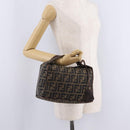 FENDI Zucca Canvas Vanity Hand Bag Brown Gold Tone Auth 209377-26