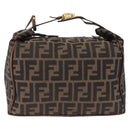 FENDI Zucca Canvas Vanity Hand Bag Brown Gold Tone Auth 209377-3