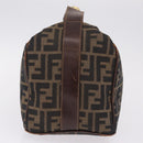 FENDI Zucca Canvas Vanity Hand Bag Brown Gold Tone Auth 209377-5