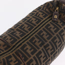 FENDI Zucca Canvas Vanity Hand Bag Brown Gold Tone Auth 209377-6