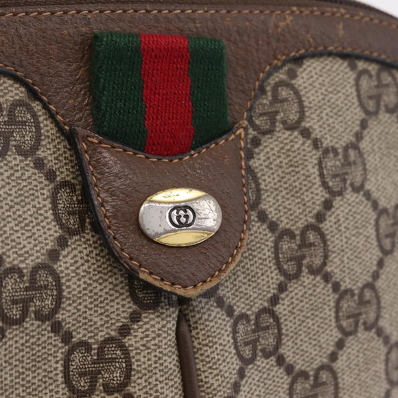 GUCCI GG Supreme Web Sherry Line Shoulder Bag PVC Beige 904 02 047 Auth 209388